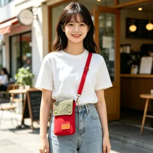 Canvas crossbody phone bag, minimalist lightweight casual women shoulder bag for daily travel.