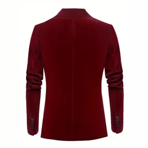 Herren Samt Freizeit Anzug Jacke Burgunder stilvoll formell Hochzeit Blazer Mantel