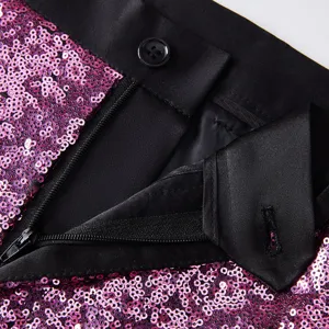 Pantaloni eleganti paillettes uomo dettaglio vita rosa e nero per festa spettacolo