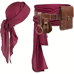 Ensemble de costume de pirate de la Renaissance médiévale foulard ceinture en cuir