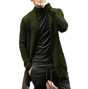 Cardigan in maglia a maniche lunghe da uomo tinta unita cappotto maglione casual
