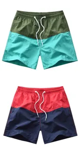 Short de bain homme bloc de couleur avec cordon de serrage, tenue de plage d'ete decontractee.