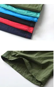 Vue detaillee de short de plage casual pour homme, tissu confortable avec divers coloris.