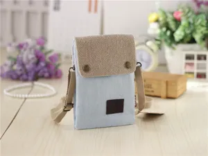 Denim phone bag cross-body canvas mini handbag casual minimalist genderless style for daily use.