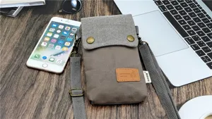 Small canvas crossbody phone bag for women, simple solid color lightweight casual messenger bag.