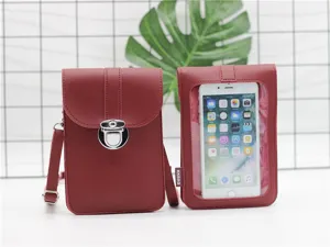 Borsa a tracolla per telefono in pelle PU trasparente touch impermeabile creativa