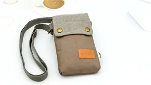 Canvas crossbody phone bag casual small messenger bag mini multi-layer fabric shoulder bag for women