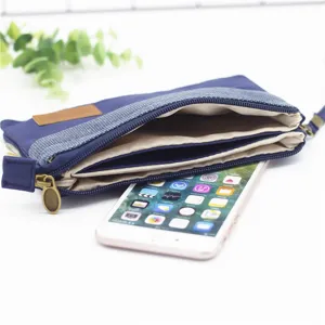 Multilayer canvas clutch tas voor dames, effen kleur cosmetische opbergtas voor dagelijks.
