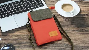 Canvas crossbody phone bag, casual multi-layer mobile shoulder bag for women daily use.