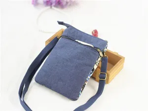 Denim fabric crossbody phone bag multi-layer small shoulder bag casual women handbag
