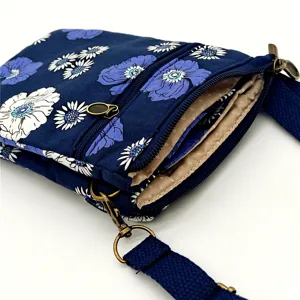 Floral Quilted Crossbody Phone Bag Multi-Layer Small Shoulder Bag for Women Casual