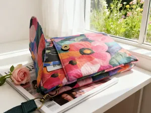 Floral fabric crossbody phone bag pastoral style small shoulder bag for women chic design