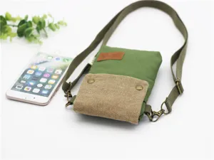 Canvas crossbody phone bag with multi-layer design, small shoulder bag for women daily use.