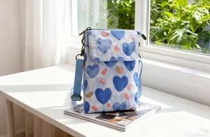 Sweet floral fabric crossbody phone bag, casual small messenger bag with strap for women.