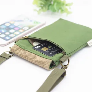Solid color canvas crossbody phone bag with multi layers, lightweight and simple daily use.