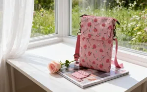 Floral print canvas crossbody phone bag, casual vintage style mini shoulder bag for women