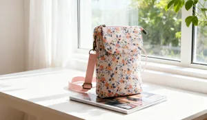 Floral crossbody cell phone bag, sweet pastoral style mini messenger bag for women.