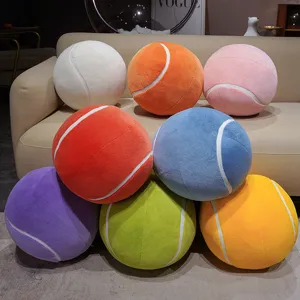 Simpatico cuscino in peluche a forma di palla da tennis morbido e colorato per divano e regali