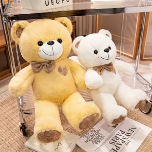 Cute bow teddy bear plush toy soft stuffed doll hug pillow for kids gift wholesale details