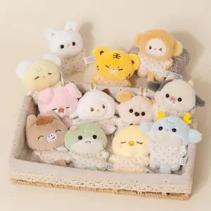Cute palm-sized zodiac plush toys set, soft stuffed animal dolls, comforting healing toys for gift.