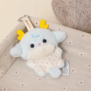 Cute plush doll keychain blue stuffed animal pendant fluffy bag accessory soft cute gift for kids