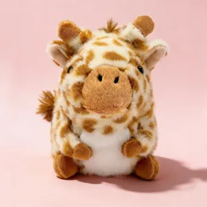 Adorable round giraffe plush toy stuffed animal soft doll for kids gift decoration