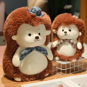 Simpatico Peluche a Forma di Riccio Animale di Peluche con Cilindro e Papillon Morbido Peluche Corto Cotone PP Bambola Regalo Giocattolo per Bambini