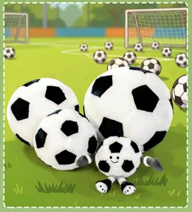 Plush soccer ball detail view, soft stuffed football toy with cute cartoon expressions for kids.