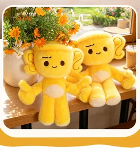 Peluche trofeo giallo bambola cartone animato supporto premio giocattolo morbido