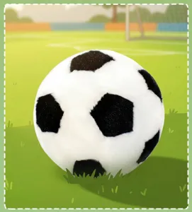 Soft plush soccer ball toy detail view, cute stuffed football for kids gifts and bag charms.