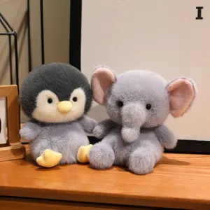 Set di peluche morbidi con pinguino e elefante carini, regalo perfetto per bambini e decorazione.
