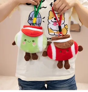 Cute plush ball keychain detail showing soft texture and cute facial expression for bags.