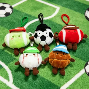 Cute sports ball plush keychains set, soft basketball football cute pendant for bags gifts.