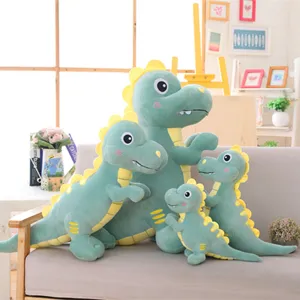 Cute green dinosaur plush toy set, soft stuffed animal doll pillow for boys birthday gift.