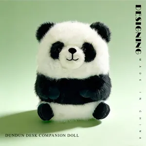 Cute panda plush toy desk companion doll soft stuffed animal decoration gift for kids.