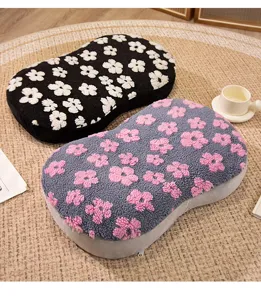Cute floral pattern memory foam pillow, soft washable plush throw pillow for home.