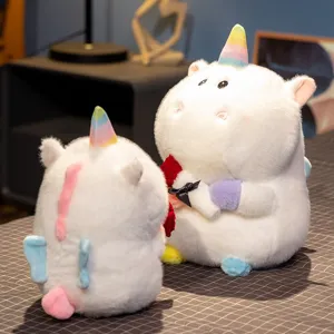 Cute plush unicorn stuffed animal toy holding a red rose Valentine gift for girls and kids