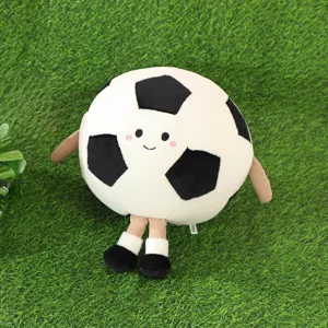 Süßes Cartoon Fußball Plüschkissen Spielzeug mit Armen und Beinen, weiche Sportpuppe.