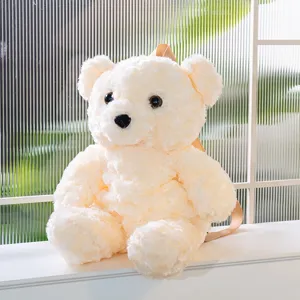 Zaino carino in peluche orsetto morbido rosa velluto cartone animato per bambini e ragazze.