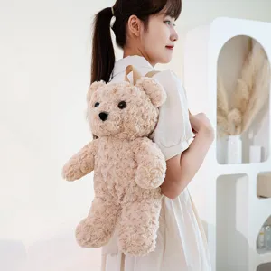 Zaino orsetto di peluche rosa carina morbido cartone animato giocattolo borsa per ragazze