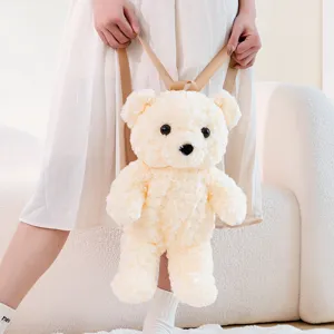 Simpatico zaino in peluche rosa con orsetto teddy per ragazze borsa scolastica giocattolo morbido