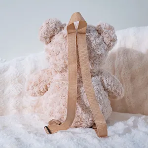 Zaino in peluche a forma di orsetto carino borsa morbida casual per bambini e ragazze