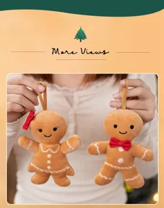 Christmas gingerbread man plush toy pendant cute holiday tree hanging doll decoration gift