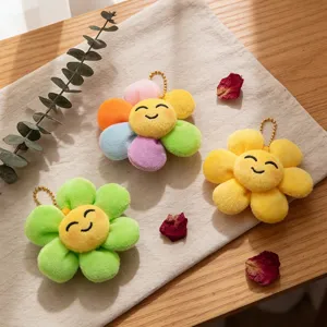 Portachiavi con girasole smiley peluche morbido giocattolo borsa ciondolo regalo