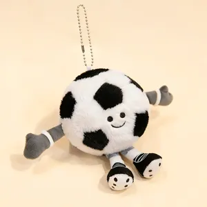 Cute Cartoon Football Plush Toy Bag Pendant Stuffed Soccer Doll Keychains Soft Kids Gift For Daily Decoration