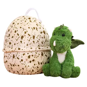 Süßes grünes Dinosaurier Plüschtier Set mit gesprenkelter Eier Aufbewahrung für Kinder.