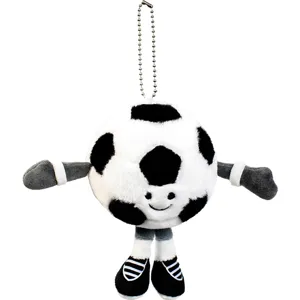 Cute cartoon soccer ball plush keychain, soft stuffed football bag pendant ornament gift.