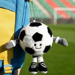 Cute soccer ball plush keychain bag charm soft cartoon football doll pendant toy gift