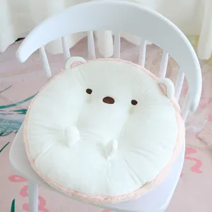 Cute white bear plush chair cushion round soft seat pad for home office bedroom decor