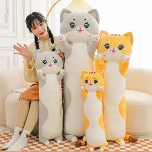 Cute long cat plush toy pillow, soft body pillow for sleeping and hugging, perfect for girls.